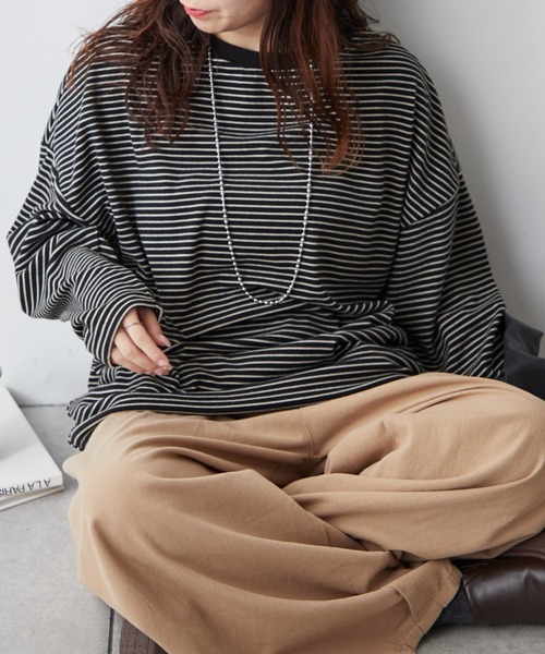 Another Branch olive des olive（アナザーブランチオリーブデオリーブ）の「【UNISEX】もちもちボーダーＰＯ（Tシャツ/カットソー・レディース・グリーン/ブルー/ブラック・FREE）」の7枚目の写真