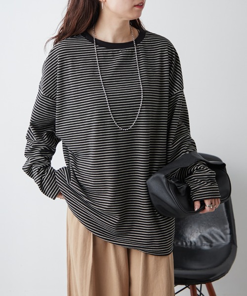 Another Branch olive des olive（アナザーブランチオリーブデオリーブ）の「【UNISEX】もちもちボーダーＰＯ（Tシャツ/カットソー・レディース・グリーン/ブルー/ブラック・FREE）」の10枚目の写真