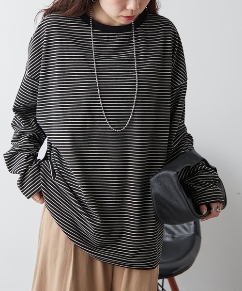 Another Branch olive des olive（アナザーブランチオリーブデオリーブ）の「【UNISEX】もちもちボーダーＰＯ（Tシャツ/カットソー・レディース・グリーン/ブルー/ブラック・FREE）」の11枚目の写真