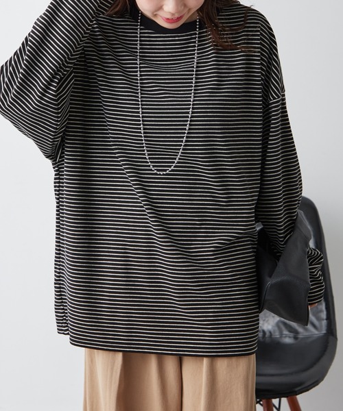 Another Branch olive des olive（アナザーブランチオリーブデオリーブ）の「【UNISEX】もちもちボーダーＰＯ（Tシャツ/カットソー・レディース・グリーン/ブルー/ブラック・FREE）」の14枚目の写真