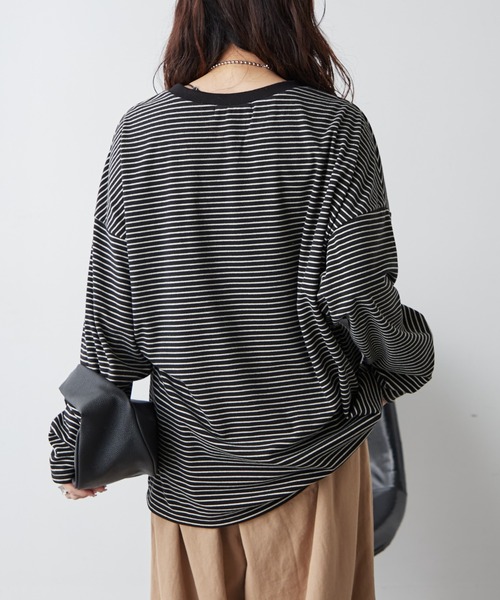 Another Branch olive des olive（アナザーブランチオリーブデオリーブ）の「【UNISEX】もちもちボーダーＰＯ（Tシャツ/カットソー・レディース・グリーン/ブルー/ブラック・FREE）」の18枚目の写真