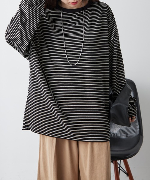 Another Branch olive des olive（アナザーブランチオリーブデオリーブ）の「【UNISEX】もちもちボーダーＰＯ（Tシャツ/カットソー・レディース・グリーン/ブルー/ブラック・FREE）」の13枚目の写真