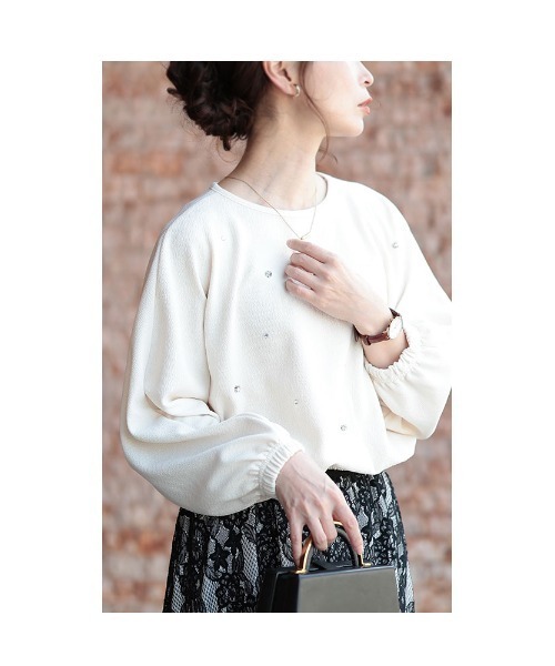 Sawa a la mode(サワアラモード)の「ビジュープルオーバートップス(Tシャツ/カットソー・レディース・ブラック/ベージュ・FREE)」の11枚目の写真