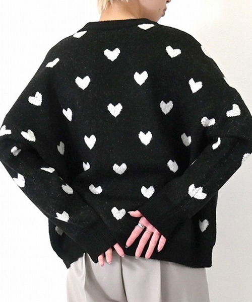 STYLEBLOCK（スタイルブロック）の「ハート柄ジャガードニットプルオーバー（ニット/セーター・レディース・ベージュ/アイボリー/ブラック/グレー・M）」の7枚目の写真