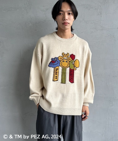 【セール】【WEB限定】[PEZ/ペッツ] ペッツディスペンサーロゴ ジャガードニット（ニット/セーター）｜JEANS FACTORY （ジーンズファクトリー）