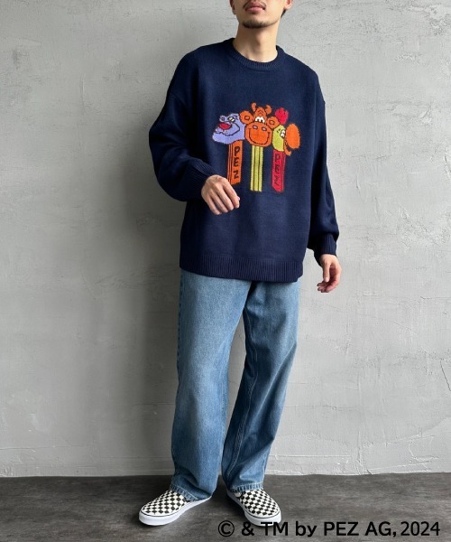 【セール】【WEB限定】[PEZ/ペッツ] ペッツディスペンサーロゴ ジャガードニット（ニット/セーター）｜JEANS FACTORY （ジーンズファクトリー）