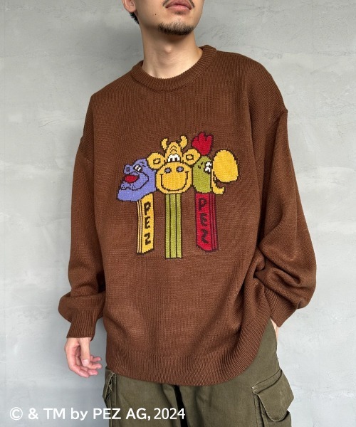 【セール】【WEB限定】[PEZ/ペッツ] ペッツディスペンサーロゴ ジャガードニット（ニット/セーター）｜JEANS FACTORY （ジーンズファクトリー）
