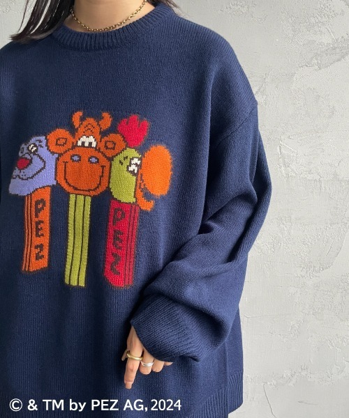 【セール】【WEB限定】[PEZ/ペッツ] ペッツディスペンサーロゴ ジャガードニット（ニット/セーター）｜JEANS FACTORY （ジーンズファクトリー）