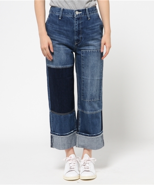 MOUSSY（マウジー）の「Patching roll up denim（デニムパンツ・レディース・ブルー・0/2/1）」の2枚目の写真