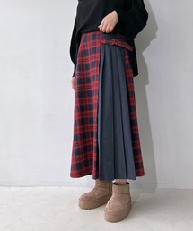 AS KNOW AS plus | ◇サイドベルト付き チェック柄サイドプリーツスカート(スカート)