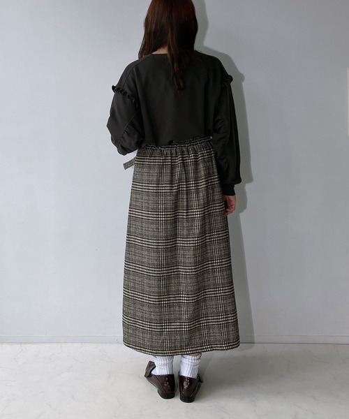 AS KNOW AS plus（アズノゥアズプラス）の「◇サイドベルト付き チェック柄サイドプリーツスカート（スカート・レディース・ベージュ系/ホワイト系/ネイビー系・FREE）」の10枚目の写真