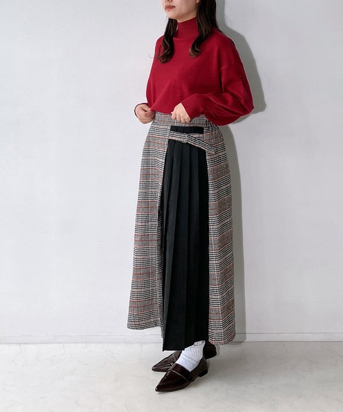 AS KNOW AS plus（アズノゥアズプラス）の「◇サイドベルト付き チェック柄サイドプリーツスカート（スカート・レディース・ベージュ系/ホワイト系/ネイビー系・FREE）」の15枚目の写真