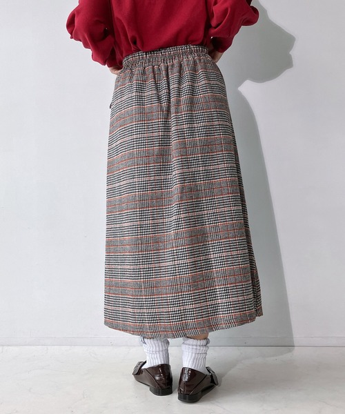 AS KNOW AS plus（アズノゥアズプラス）の「◇サイドベルト付き チェック柄サイドプリーツスカート（スカート・レディース・ベージュ系/ホワイト系/ネイビー系・FREE）」の13枚目の写真