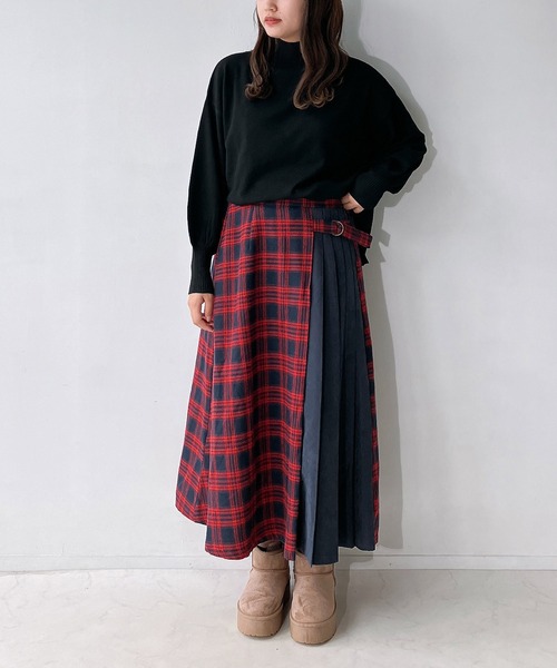 AS KNOW AS plus（アズノゥアズプラス）の「◇サイドベルト付き チェック柄サイドプリーツスカート（スカート・レディース・ベージュ系/ホワイト系/ネイビー系・FREE）」の21枚目の写真