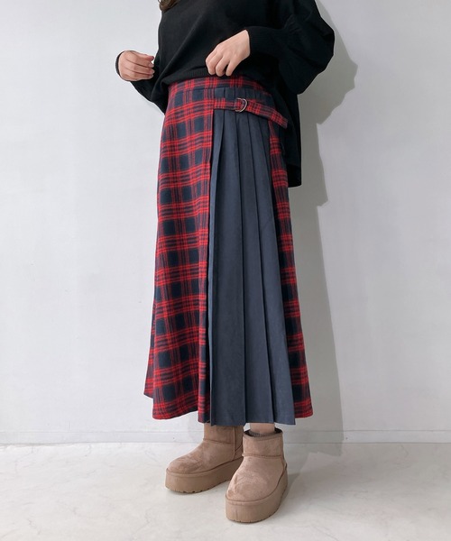 AS KNOW AS plus（アズノゥアズプラス）の「◇サイドベルト付き チェック柄サイドプリーツスカート（スカート・レディース・ベージュ系/ホワイト系/ネイビー系・FREE）」の17枚目の写真