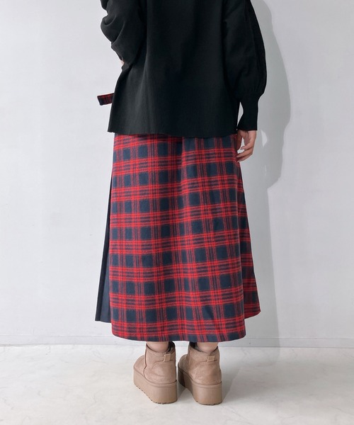 AS KNOW AS plus（アズノゥアズプラス）の「◇サイドベルト付き チェック柄サイドプリーツスカート（スカート・レディース・ベージュ系/ホワイト系/ネイビー系・FREE）」の20枚目の写真