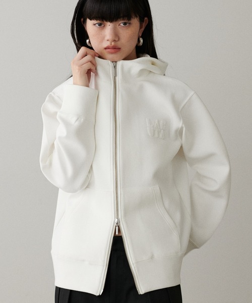 LARUTA（ラルータ）の「【LARUTA】LARUTAロゴ刺繍ダンボールパーカー（パーカー・レディース・オフホワイト/チャコールグレー/ブラック・FREE）」の7枚目の写真