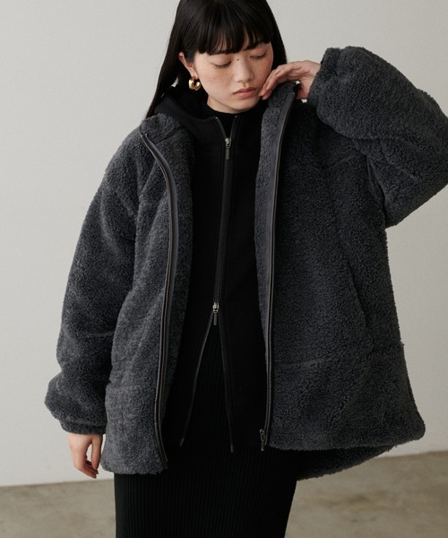 LARUTA（ラルータ）の「【LARUTA】LARUTAロゴ刺繍ダンボールパーカー（パーカー・レディース・オフホワイト/チャコールグレー/ブラック・FREE）」の19枚目の写真