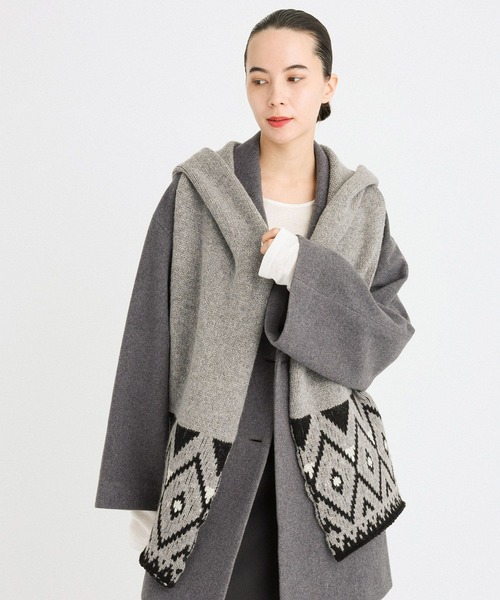 BABYLONE（バビロン）の「ノルディックフードマフラー（マフラー・レディース・グレー・フリー）」の2枚目の写真