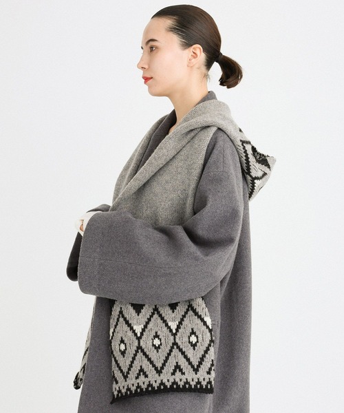 BABYLONE（バビロン）の「ノルディックフードマフラー（マフラー・レディース・グレー・フリー）」の4枚目の写真