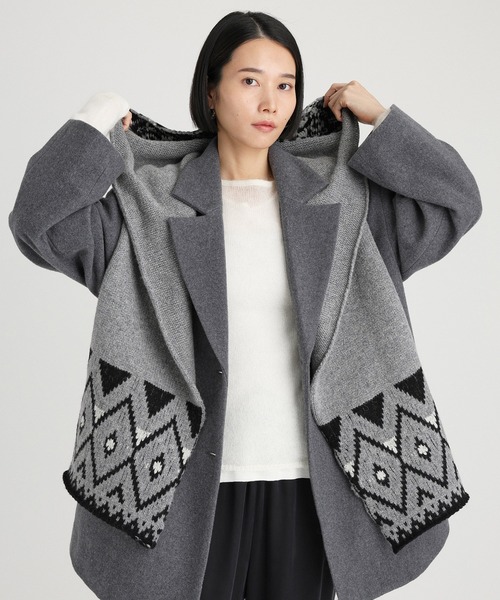 BABYLONE（バビロン）の「ノルディックフードマフラー（マフラー・レディース・グレー・フリー）」の18枚目の写真