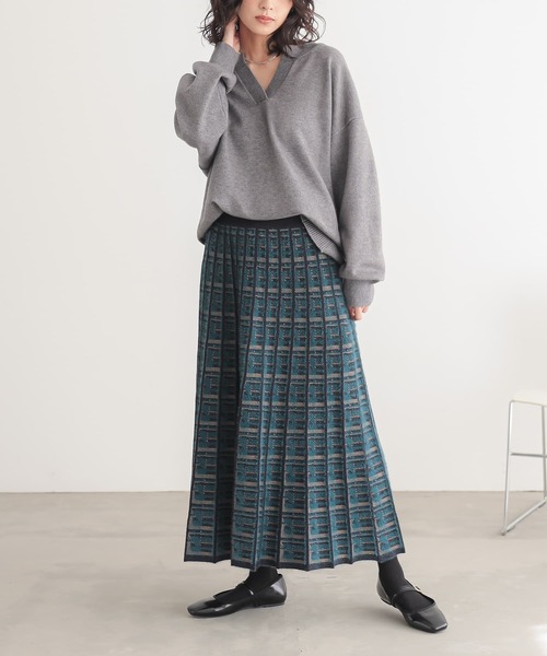 n'OrLABEL（ノアールレーベル）の「『チェックジャカードニットスカート』（スカート・レディース・グレー/ブルーグリーン・2/1）」の19枚目の写真
