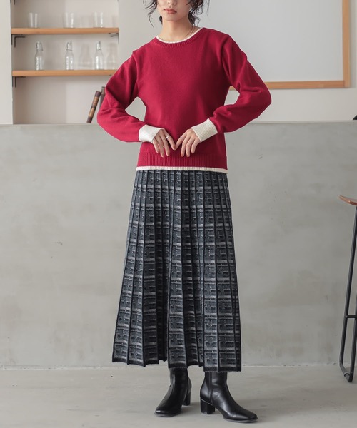 n'OrLABEL（ノアールレーベル）の「『チェックジャカードニットスカート』（スカート・レディース・グレー/ブルーグリーン・2/1）」の11枚目の写真