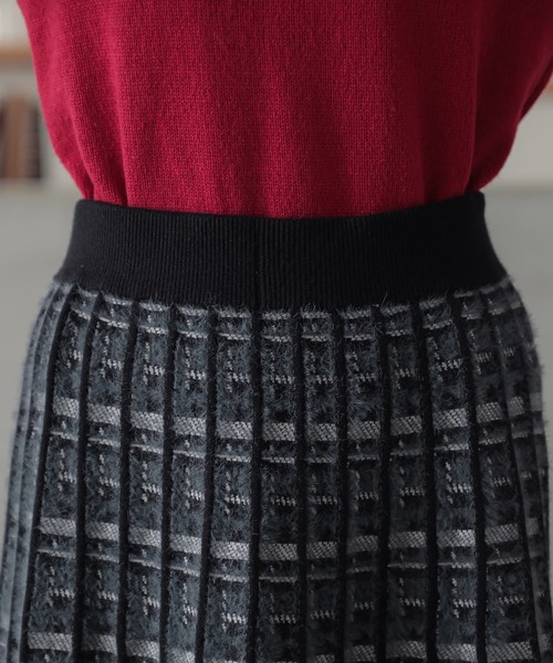 n'OrLABEL（ノアールレーベル）の「『チェックジャカードニットスカート』（スカート・レディース・グレー/ブルーグリーン・2/1）」の15枚目の写真