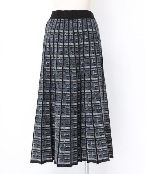 n'OrLABEL（ノアールレーベル）の「『チェックジャカードニットスカート』（スカート・レディース・グレー/ブルーグリーン・2/1）」の7枚目の写真