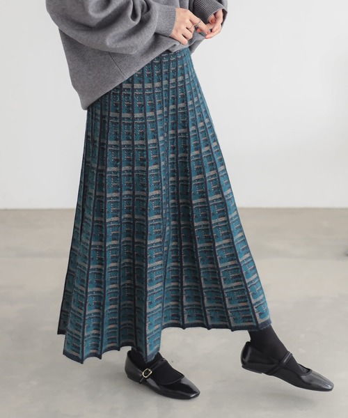 n'OrLABEL（ノアールレーベル）の「『チェックジャカードニットスカート』（スカート・レディース・グレー/ブルーグリーン・2/1）」の22枚目の写真