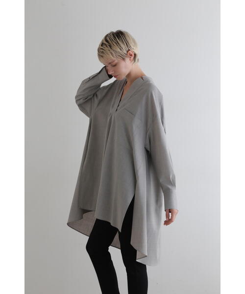 ルフィル　シルキーブロードロングシャツ　グレー ルフィル シルキーブロードロングシャツ グレー - メルカリ