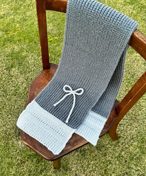 CIAOPANIC（チャオパニック）の「リボン付き配色マフラー（マフラー・レディース・キャメル/グレー/オフホワイト・FREE）」の14枚目の写真