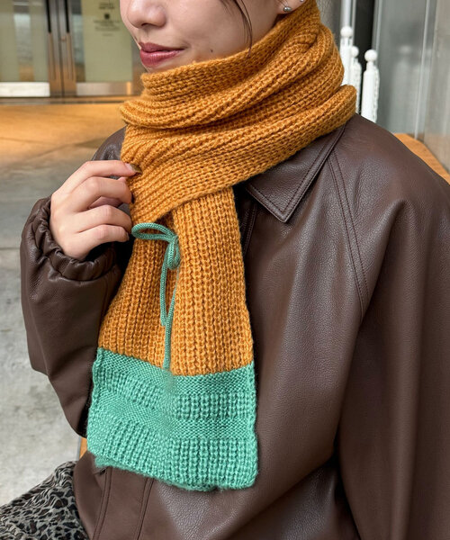 CIAOPANIC（チャオパニック）の「リボン付き配色マフラー（マフラー・レディース・キャメル/グレー/オフホワイト・FREE）」の19枚目の写真