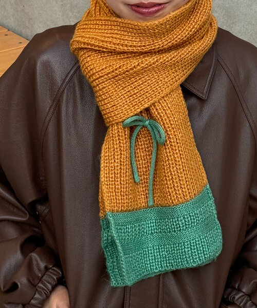 CIAOPANIC（チャオパニック）の「リボン付き配色マフラー（マフラー・レディース・キャメル/グレー/オフホワイト・FREE）」の21枚目の写真