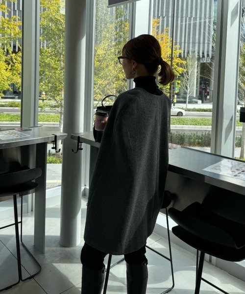 専用ページ 新品(インターファクトリー)ノーカラーケープコート ブラックポンチョ INTER FACTORY（インターファクトリー）の「Ran - ノーカラーケープ