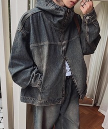 NOWLE（ノウル）の「【NOWLE】ヴィンテージ加工 デニム ジップ ブルゾン（ブルゾン）」