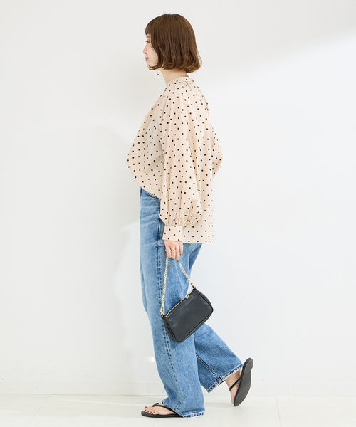 B.C STOCK(ベーセーストック)の「《追加2》ドットスタンドカラーブラウス(シャツ/ブラウス・レディース・ベージュ/ブラック・FREE)」の11枚目の写真