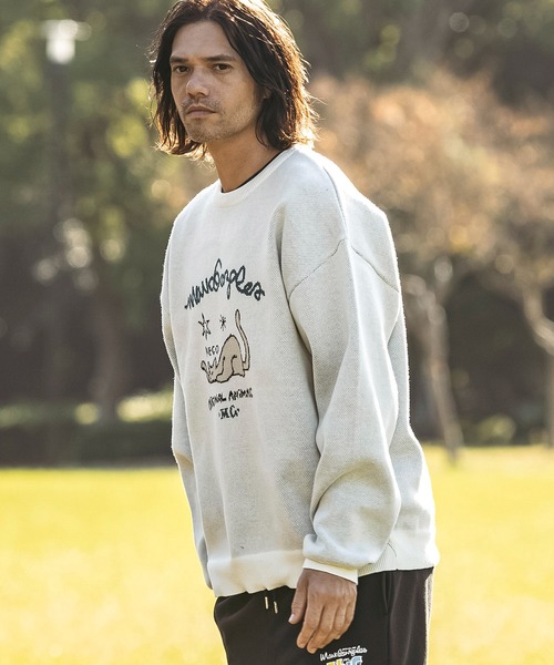 Mark Gonzales（マーク・ゴンザレス）の「【WEB・直営店限定】MARK GONZALES ARTWORK COLLECTION(マーク ゴンザレス)フロントジャガードクルーネックニット/4type/3colors（ニット/セーター・メンズ・ホワイト系1/ホワイト系2/ホワイト系3/ホワイト系4/ブラック系1/ブラック系2/ブラック系3/ブラック系4/グリーン系1/グリーン系2/ネイビー系1/ネイビー系2・M/L/XL）」の13枚目の写真