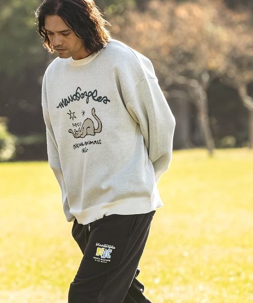 Mark Gonzales（マーク・ゴンザレス）の「【WEB・直営店限定】MARK GONZALES ARTWORK COLLECTION(マーク ゴンザレス)フロントジャガードクルーネックニット/4type/3colors（ニット/セーター・メンズ・ホワイト系1/ホワイト系2/ホワイト系3/ホワイト系4/ブラック系1/ブラック系2/ブラック系3/ブラック系4/グリーン系1/グリーン系2/ネイビー系1/ネイビー系2・M/L/XL）」の16枚目の写真