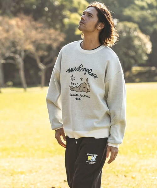 Mark Gonzales（マーク・ゴンザレス）の「【WEB・直営店限定】MARK GONZALES ARTWORK COLLECTION(マーク ゴンザレス)フロントジャガードクルーネックニット/4type/3colors（ニット/セーター・メンズ・ホワイト系1/ホワイト系2/ホワイト系3/ホワイト系4/ブラック系1/ブラック系2/ブラック系3/ブラック系4/グリーン系1/グリーン系2/ネイビー系1/ネイビー系2・M/L/XL）」の19枚目の写真