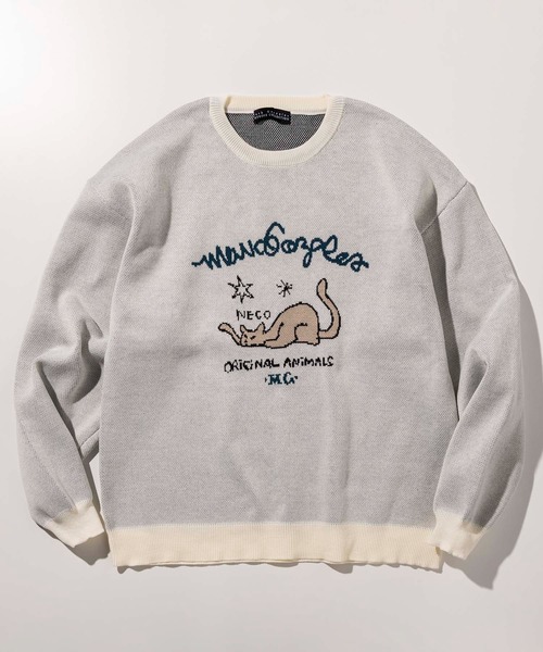 Mark Gonzales（マーク・ゴンザレス）の「【WEB・直営店限定】MARK GONZALES ARTWORK COLLECTION(マーク ゴンザレス)フロントジャガードクルーネックニット/4type/3colors（ニット/セーター・メンズ・ホワイト系1/ホワイト系2/ホワイト系3/ホワイト系4/ブラック系1/ブラック系2/ブラック系3/ブラック系4/グリーン系1/グリーン系2/ネイビー系1/ネイビー系2・M/L/XL）」の20枚目の写真