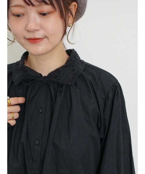Samansa Mos2（サマンサ モスモス）の「オーバーレース襟ブラウス（シャツ/ブラウス・レディース・キナリ/ブラック/ネイビー・F）」の12枚目の写真