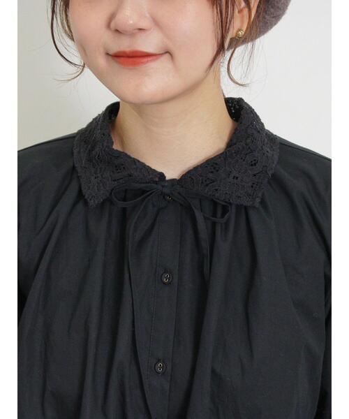 Samansa Mos2（サマンサ モスモス）の「オーバーレース襟ブラウス（シャツ/ブラウス・レディース・キナリ/ブラック/ネイビー・F）」の4枚目の写真