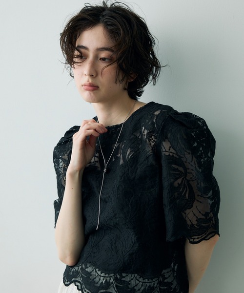 トゥービーシック　レース半袖ブラウス(リボン付き)ブラック　M(新品未使用) TO BE CHIC / トゥー ビー シック （レディース） シャツ
