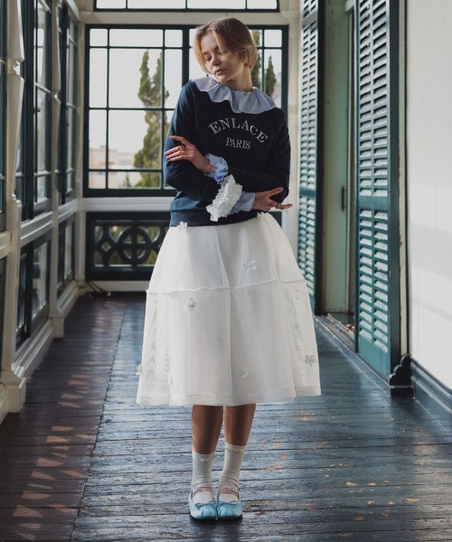 DONOBAN(ドノバン)の「フラワーメッシュスカート(スカート・レディース・イエロー/ホワイト/ブラック・M/S)」の4枚目の写真