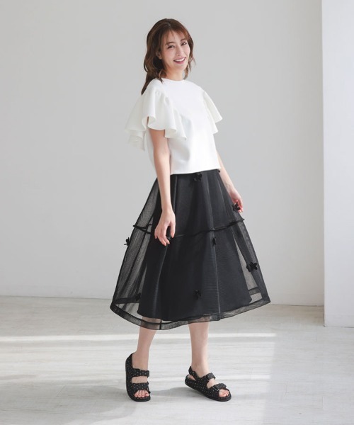 DONOBAN(ドノバン)の「フラワーメッシュスカート(スカート・レディース・イエロー/ホワイト/ブラック・M/S)」の16枚目の写真