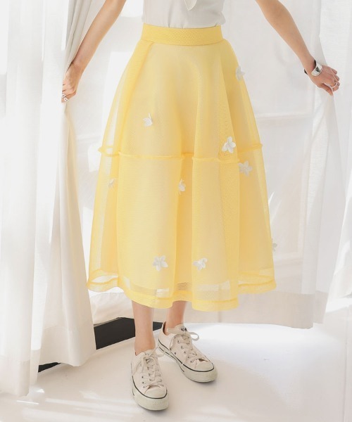 DONOBAN(ドノバン)の「フラワーメッシュスカート(スカート・レディース・イエロー/ホワイト/ブラック・M/S)」の19枚目の写真