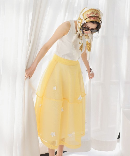 DONOBAN(ドノバン)の「フラワーメッシュスカート(スカート・レディース・イエロー/ホワイト/ブラック・M/S)」の20枚目の写真