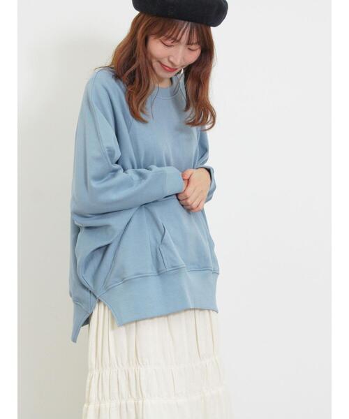 Samansa Mos2（サマンサ モスモス）の「ドルマンスリーブゆるスウェット（Tシャツ/カットソー・レディース・チャコールグレー/キナリ/ブルー/ブラウン・F）」の4枚目の写真