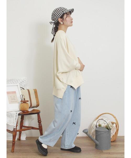 Samansa Mos2（サマンサ モスモス）の「ドルマンスリーブゆるスウェット（Tシャツ/カットソー・レディース・チャコールグレー/キナリ/ブルー/ブラウン・F）」の12枚目の写真